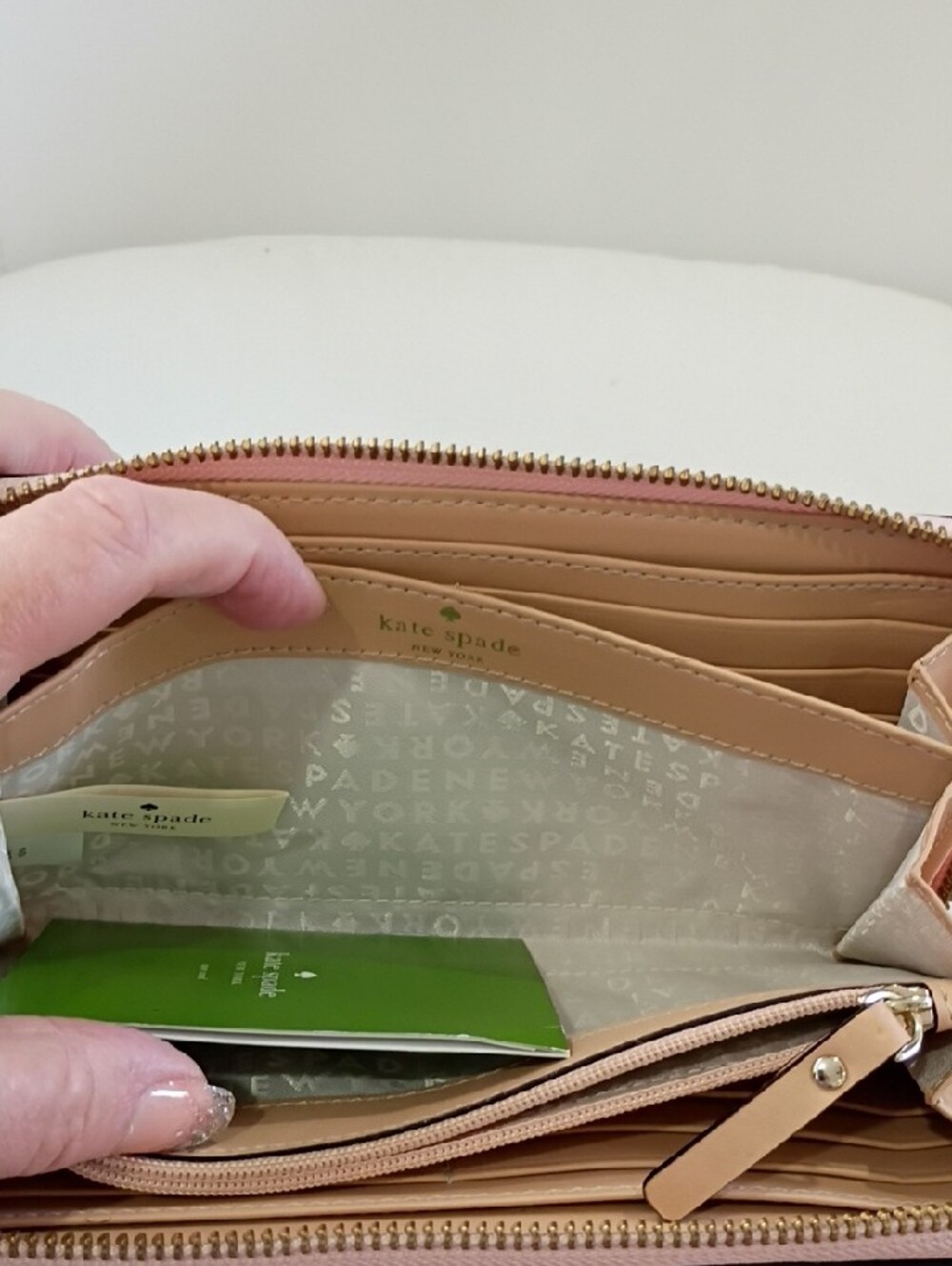 Kate Spade New York Pale Pink Zip-Around Pebbled Leather Wallet - Picture 9 of 11